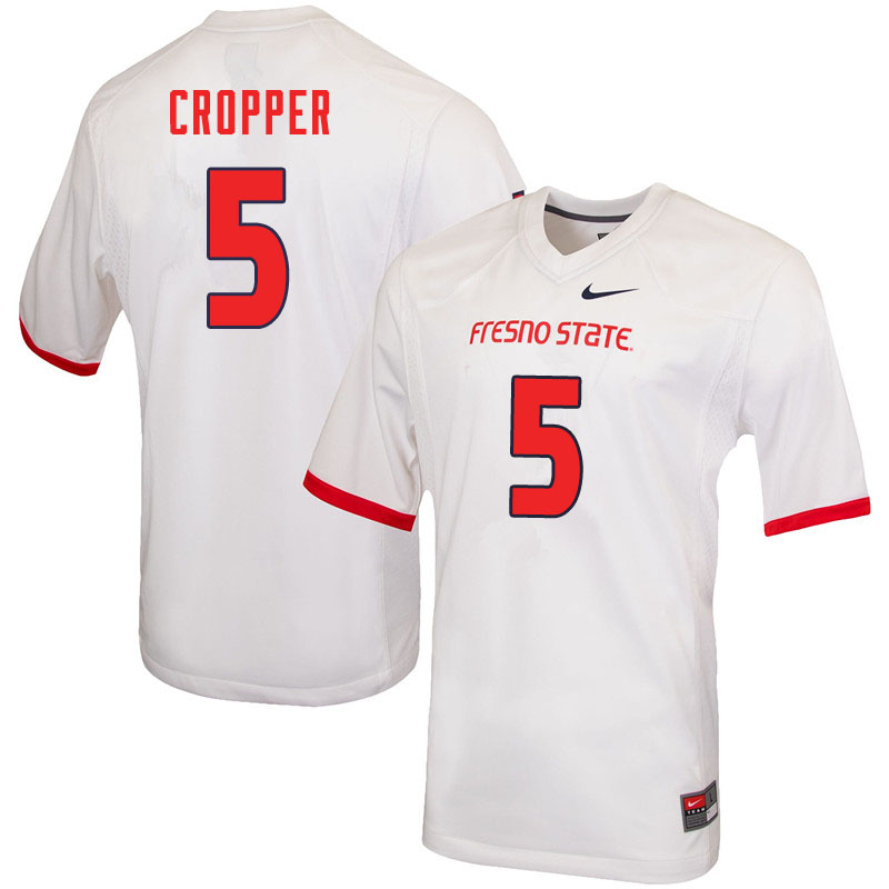 Men #5 Jalen Cropper Fresno State Bulldogs College Football Jerseys Sale-White